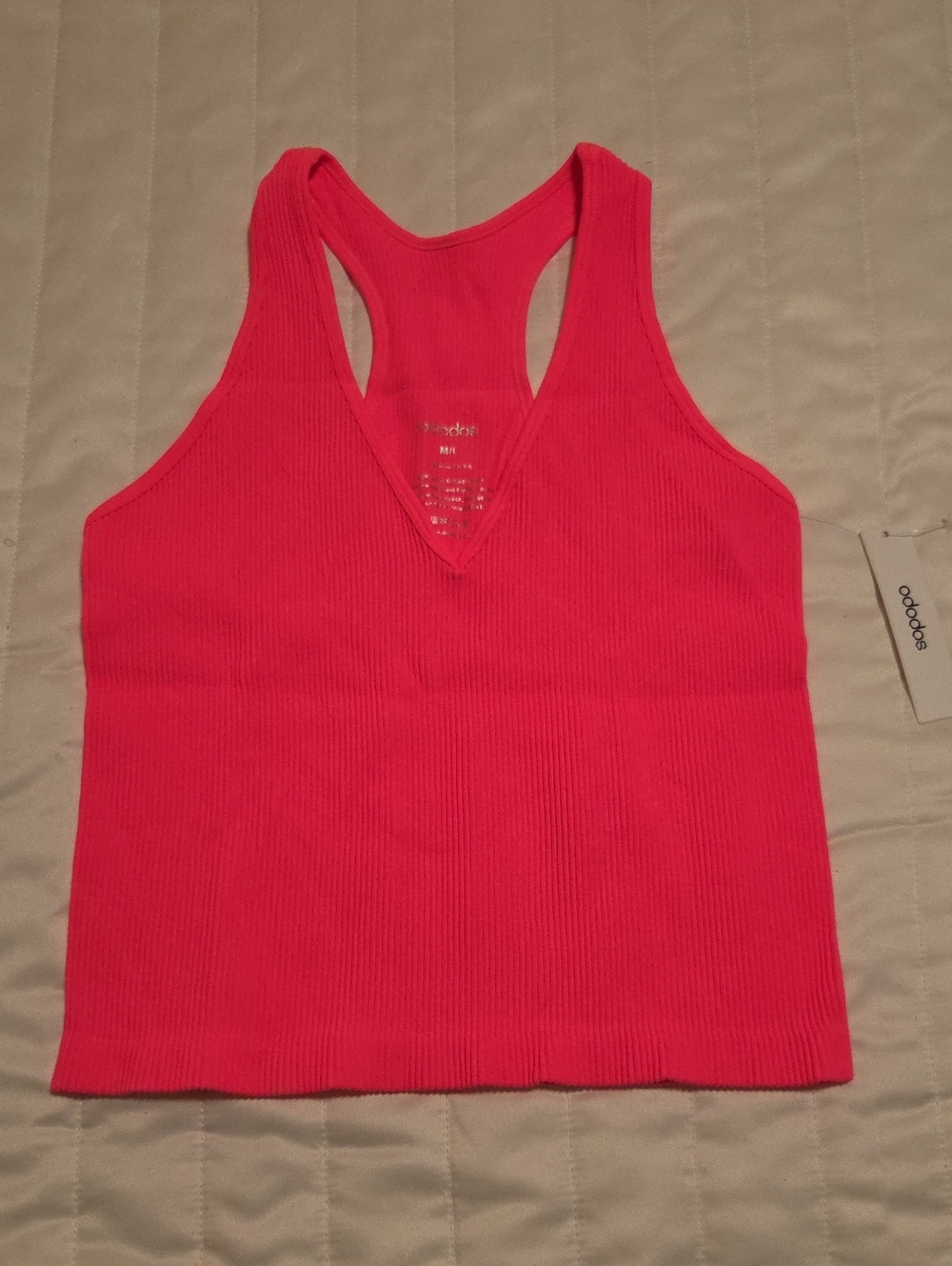 Hot Pink Racerback Cropped Tank - Picture 2 of 3
